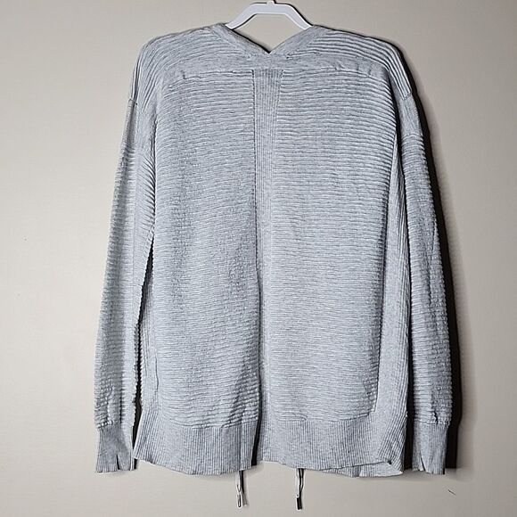 NWT WHBM Gray Knit Open Ribbed Front Cardigan Sweater Women Size Medium - Picture 2 of 5